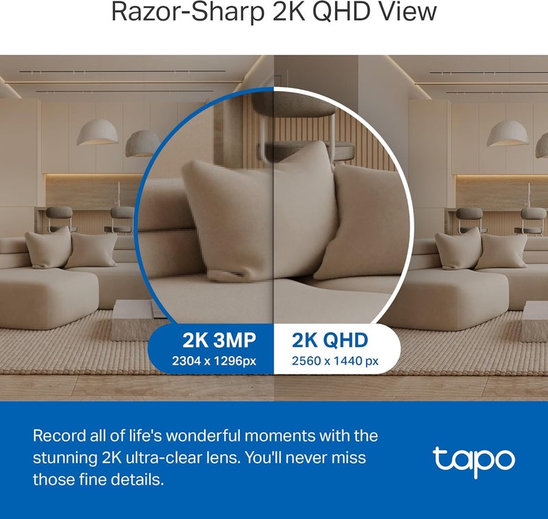 tapo TP-Link 2K QHD Pan/Tilt Security Camera for Pet Camera, Baby Monitor, Motion Detection, Motion Tracking, 2-Way Audio, Night Vision, Cloud &SD Card Storage, Works w/Alexa & Google Home( C220) - Image 3